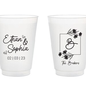 Custom Wedding Frosted Cup, Personalized Wedding Frosted Cup Favors, Custom Plastic Cup Favors, Personalized Plastic Cup Wedding Favor (492)