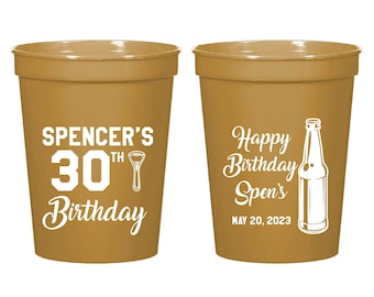 Vasos de estadio para 30.º cumpleaños, recuerdo personalizado de vaso de estadio para cumpleaños, vaso de plástico personalizado para cumpleaños, recuerdos personalizados de vaso de estadio para cumpleaños (474)