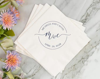 Personalized Wedding Napkins Personalized Heart Connected Monogram Wedding Napkins Custom Bar Napkins Reception Custom Wedding Napkins (366)