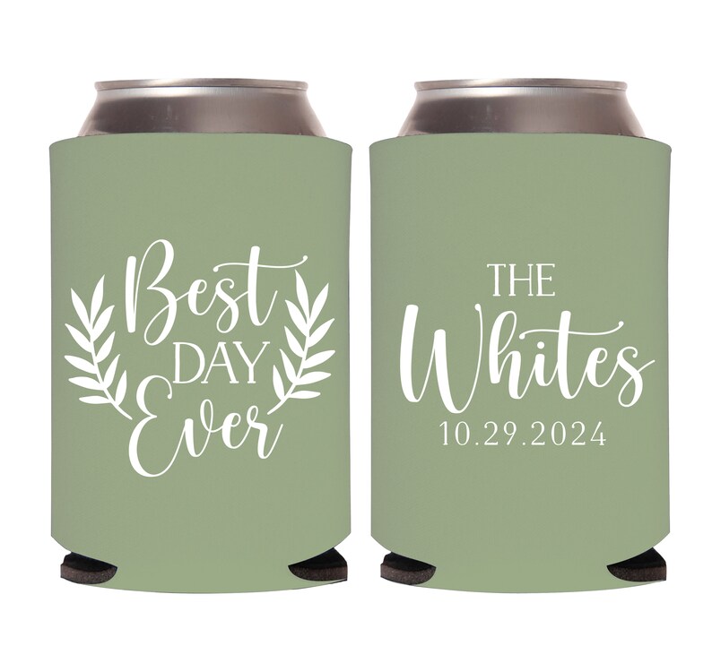 Best Day Ever Fun Wedding Beer Can Coolers Wedding Party Etsy