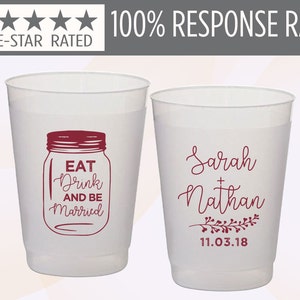 Eat Drink And Be Married Wedding Cups, Wedding Cup Favors,  Wedding Favor Cups, Frosted Wedding Cups, Frosted Cups, Frosted Cups, Frost (24)