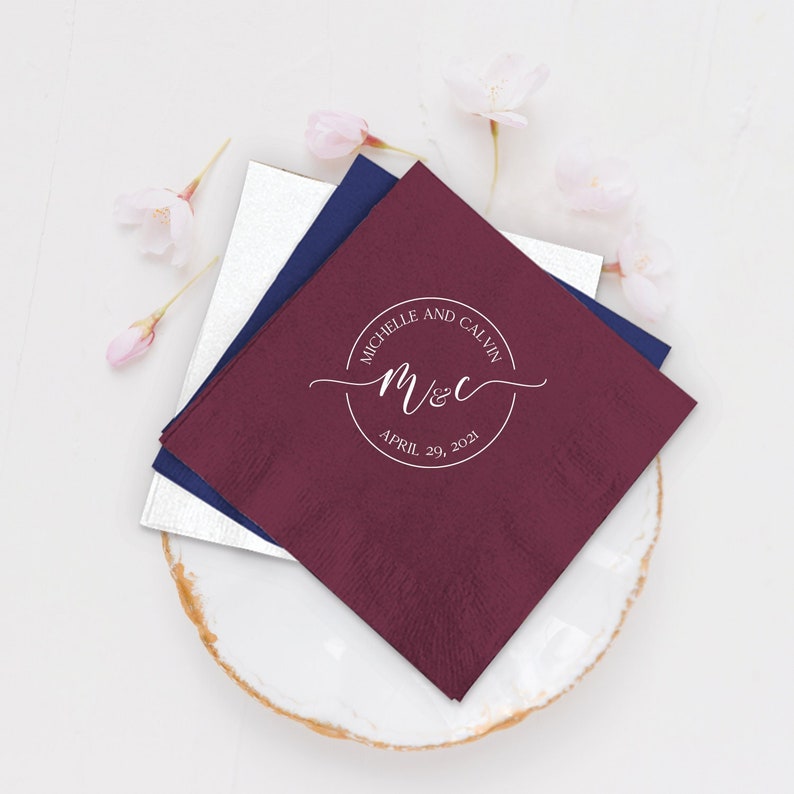 Personalized Wedding Napkins Personalized Heart Connected Etsy