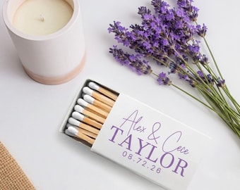 Customized Wedding Matchbox, Personalized Matchbox Wedding Gifts, White Match Heads Wedding Favors, Customized Wedding Matchbox Favors (360)