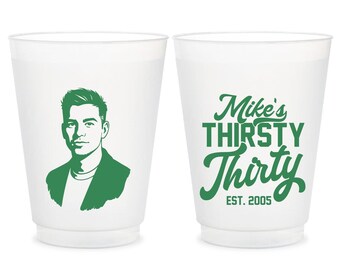Custom 30th Birthday Frosted Cup, Personalized Thirsty Thirty Frosted Cups, Custom Frosted Cup Favors, Customized Birthday Frosted Cup (661)