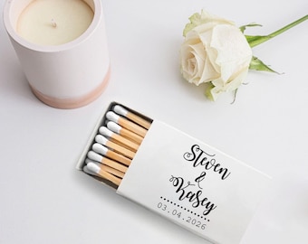 Custom Wedding Matchbox Favors, Personalized White Match Heads Wedding Favors, Wedding Matchboxes, Personalized Matchboxes Wedding Gift (50)