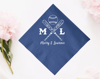 Baseball Theme Custom Wedding Napkin Favors, Personalized Wedding Napkin Favors, Wedding Napkin Favor, Customized 2ply Paper Napkins (668)