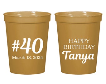 Personalized 40th Birthday Stadium Cups, 40th Birthday Stadium Cup Favors, Customized 40th Birthday Cups, 40th Birthday Cup as Favors (345)