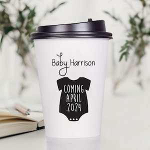 Bicchieri da caffè di carta personalizzati per baby shower, bicchieri da caffè monouso personalizzati per baby shower, bomboniere con tazze da caffè, bomboniere con tazze da caffè per baby shower (13)