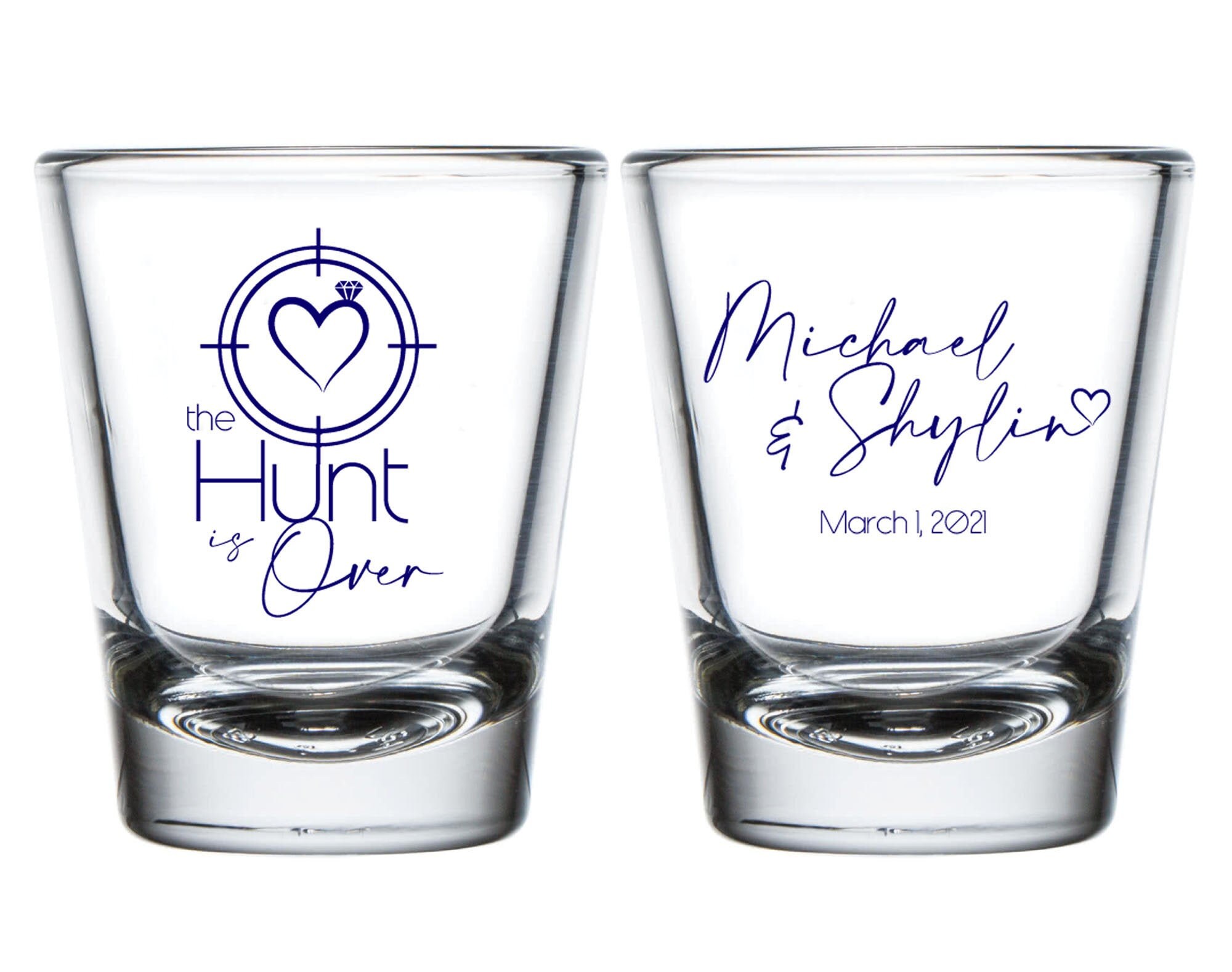 The Hunt Is Over Wedding Shot Glasses Custom Shot Glass 471 