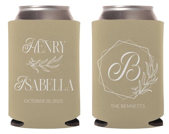 Can Cooler Wedding Favors, Custom Can Cooler Wedding Favors, Personalized Beer Huggers, Beer Can Insulators, Custom Can Coolers Favors (375)