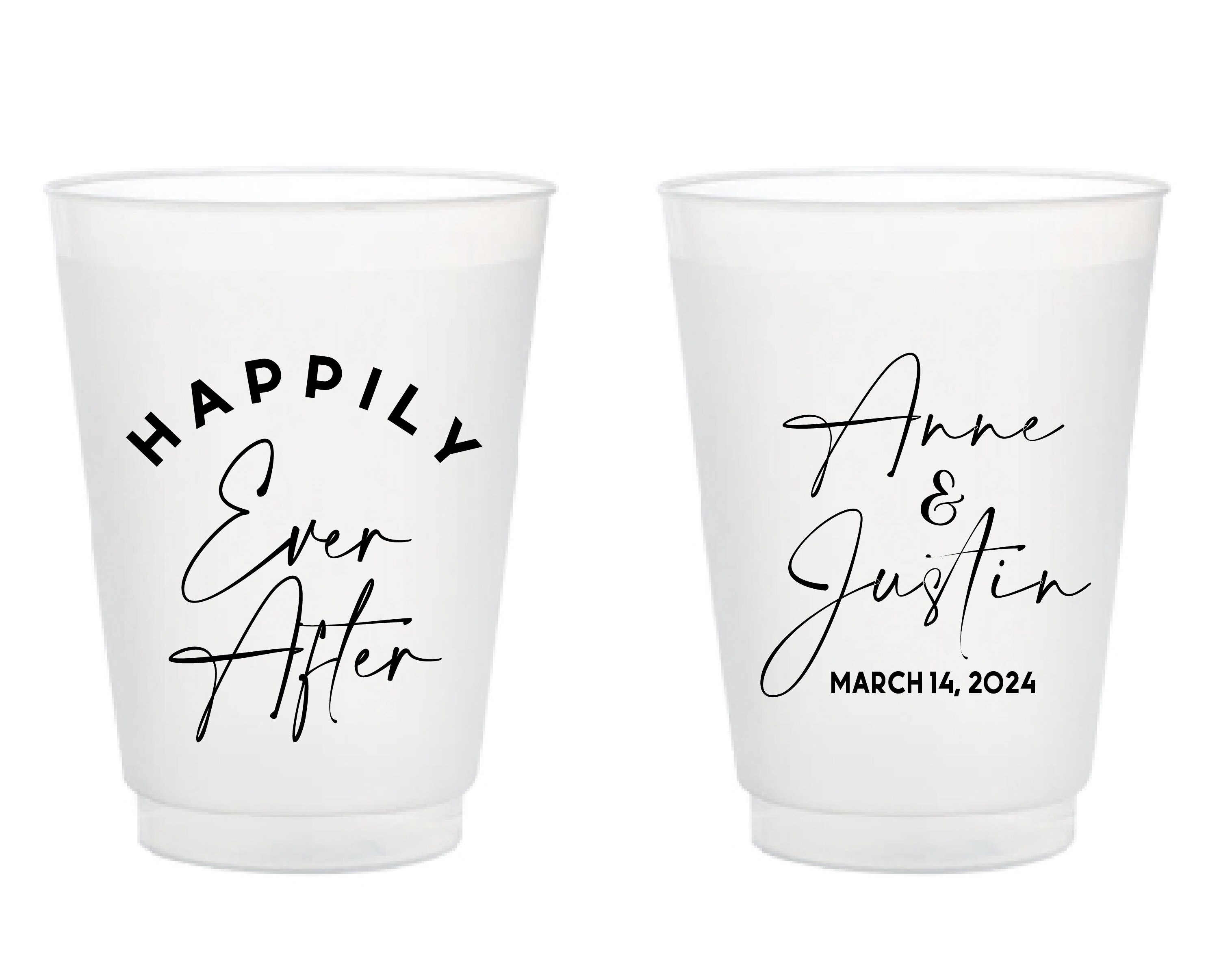 Happily Ever After Wedding Frosted Cups, Custom Wedding Frosted Cups, Frosted Cups as Wedding Favors, Personalized Wedding Frosted Cup (301)