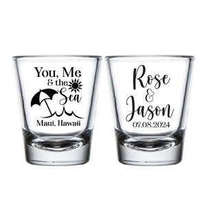 You, Me, & The Sea Wedding Shot Glasses, Custom Shot Glasses, Personalized Shot Glasses, Custom Wedding Favors, Personalized Favors (319)