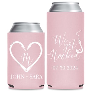 Wedding Can Coolers, Custom Fishing Favors Can Coolers, Customized Wedding Beer Hugger , Fishing Wedding Coolers, Fish Hook Can Cooler (636)