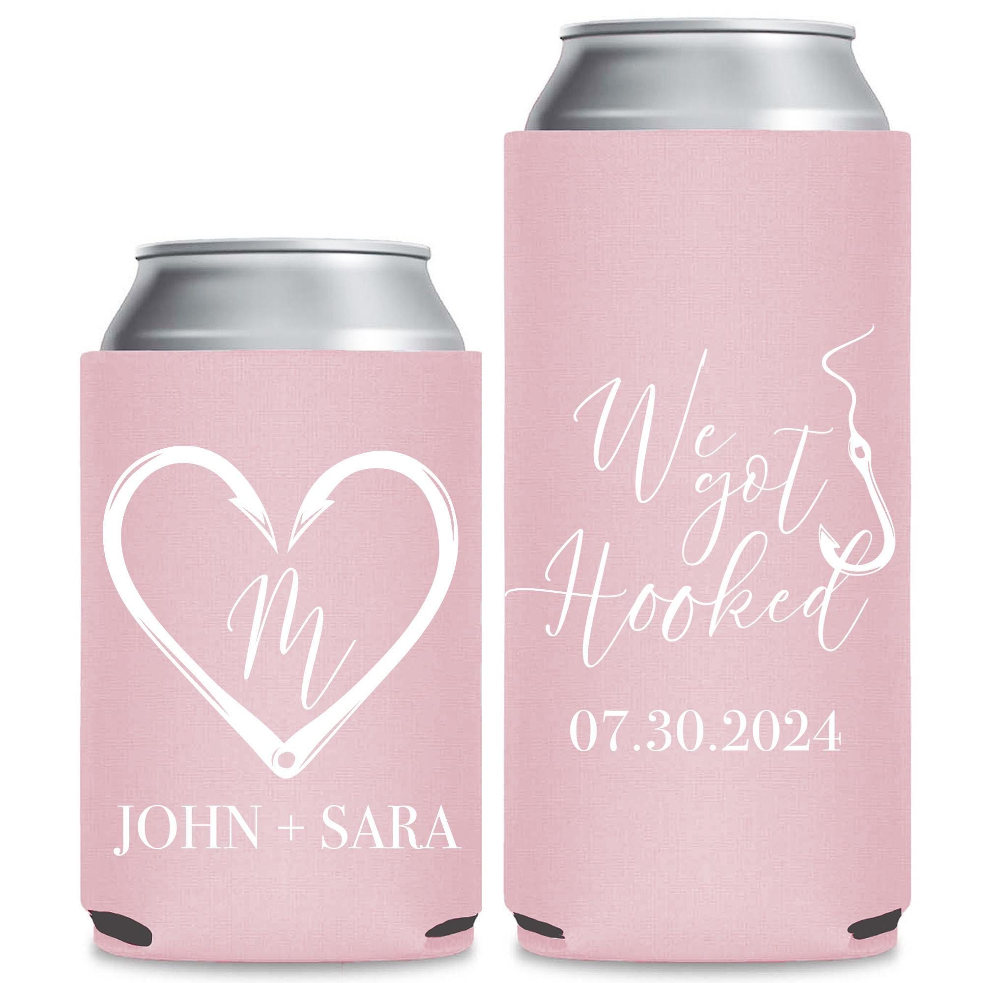 Wedding Can Coolers, Custom Fishing Favors Can Coolers, Customized Wedding Beer Hugger , Fishing Wedding Coolers, Fish Hook Can Cooler (636)