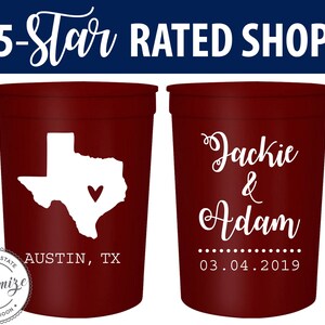 Texas Wedding Cups, Texas Wedding Party Favors, Texas Cups, Wedding ...
