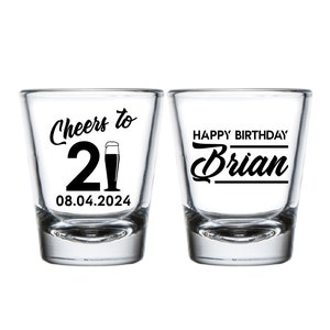 Custom 21st Birthday Shot Glasses, 21st Birthday Shot Glass Favors, 21st Birthday Shot Glass Gift, Personalized Birthday Shot Glasses (344)