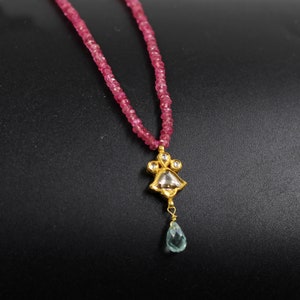 Ruby necklace 18k gold real diamond necklace polki diamond pendant kundan necklace enamel pendant we can customize this for you.