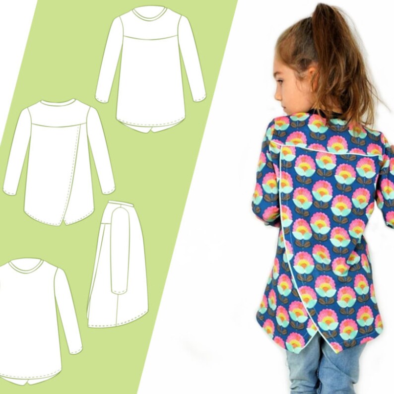 Sewing pattern and instructions Little Layla wrap top kids everything in english image 1