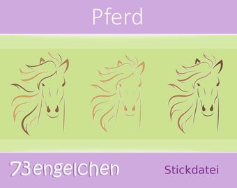 Stickdatei Pferd Pferdekopf 10x10 und 13x18 DEUTSCH