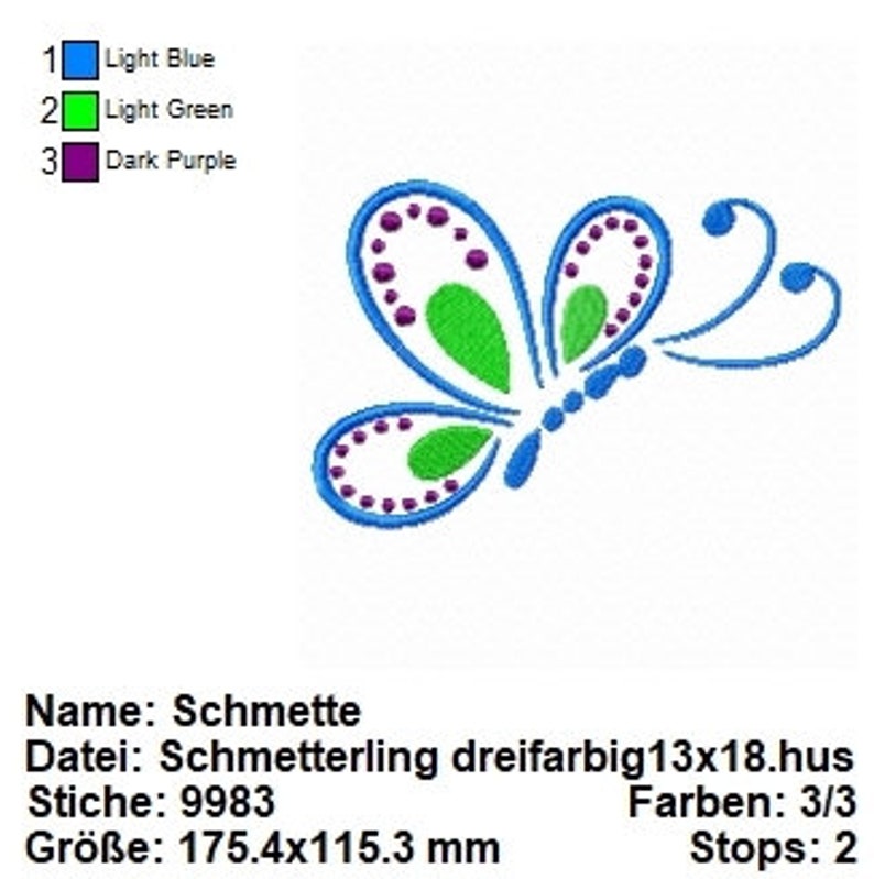 Stickdatei Schmetterling Schmetterlinge 10x10 Anleitung auf DEUTSCH Bild 2