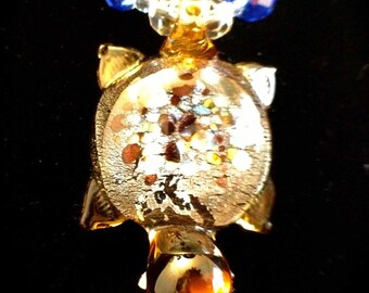 Fun Turtle Crystal Necklace Gold Filled Toggle Clasp
