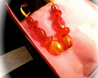 Colorful Festive Long Glass Bead Gold Filled Lever Drop Earrings Design