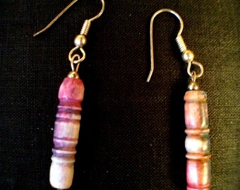 Ombré Pastel Wood Sterling Silver Wire Drop Earrings Design