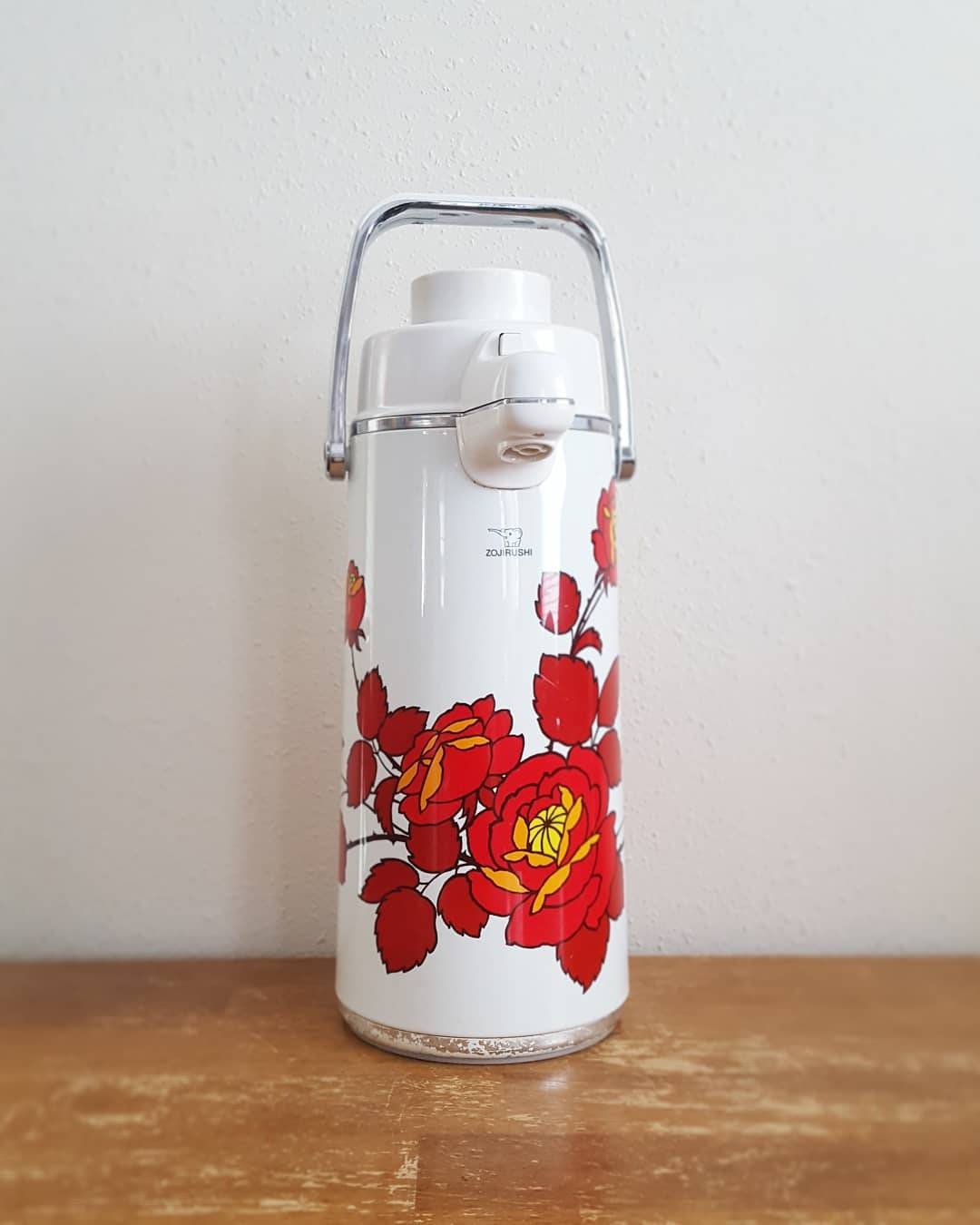 Vintage Zojirushi Plastic Insulated Thermos White KNME-08 Made In Japan