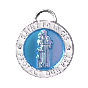 LG Saint Francis  Blue  Dog Tag -  Saint Francis Pet Tag - St Francis protect my pet tag - St Francis dog ID tag - st francis pet id tag