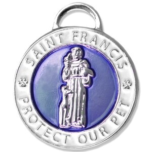 SM Saint Francis Purple Pet ID Tag -Saint Francis Pet Tag - St Francis protect my pet tag - St Francis dog ID tag - st francis pet id tag