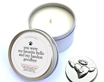 Pet Candle "Favorite Hello" & Pet Loss Token Gift set - Pet Loss Gifts - Dog memorial - Memorial Gift - Pet Loss - Pet Sympathy