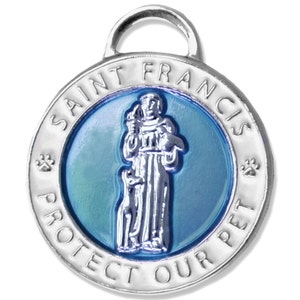 St Francis Blue DogTag SM - St Francis dog tag - St Francis dog ID tag - st francis pet id tag