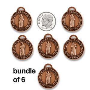 Saint Francis Pet Tag Set of 6, Copper Dog Cat ID Tag, Francis Medal Religious, Protection Medal, Patron of Animal, St Francis of Assisi