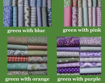 50 carrés patchwork. Mélanges VERTS.  Taille de 10 cm (4 pouces).