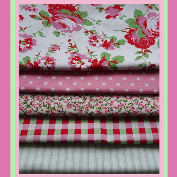 Cath Kidston Rosali and other fabrics. Fat quarter pack. 4 or 5 pieces.