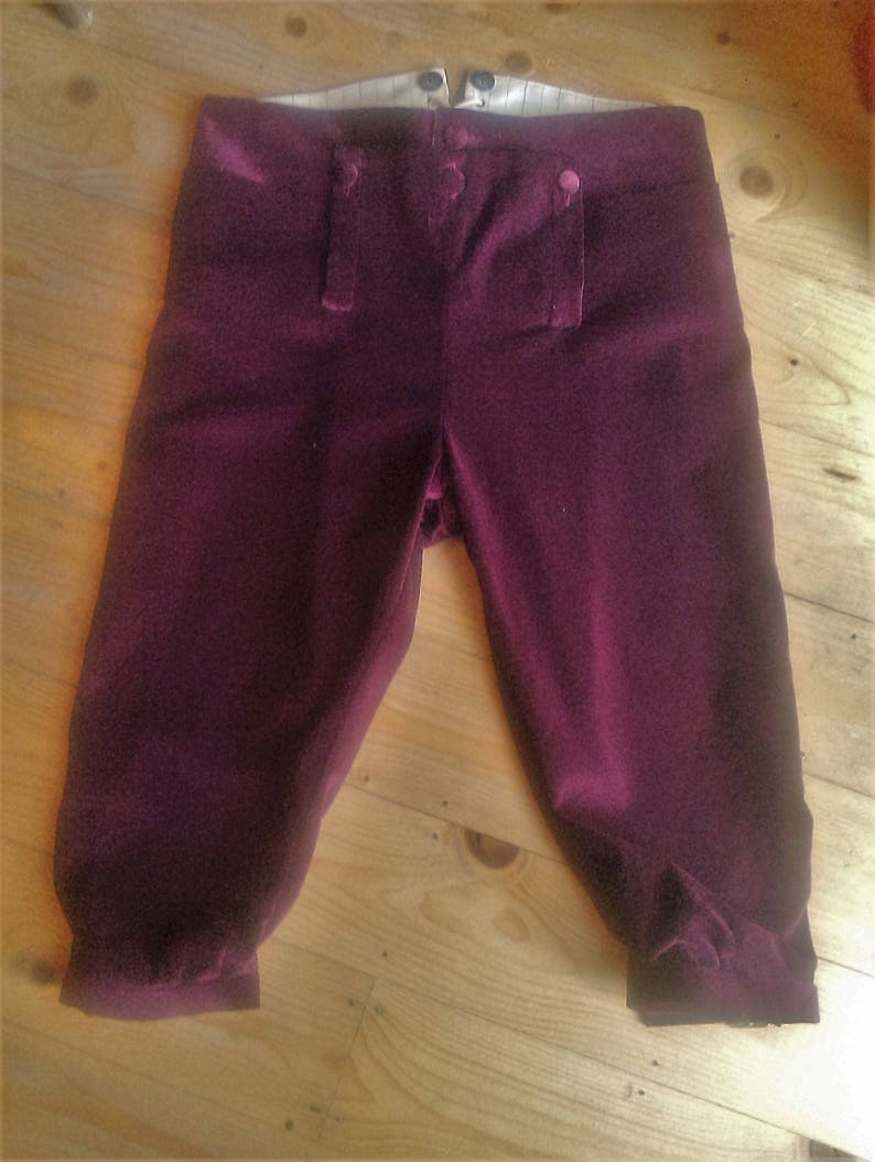 quality handmade: theatre Darcy or Dickens re-enactment Georgian and Regency Gentleman/'s velvet fall-front breeches 18th19th century