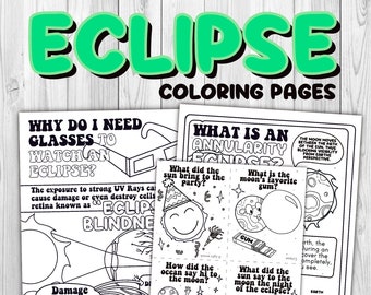 Total Solar Eclipse Science Coloring Pages and Joke Cards