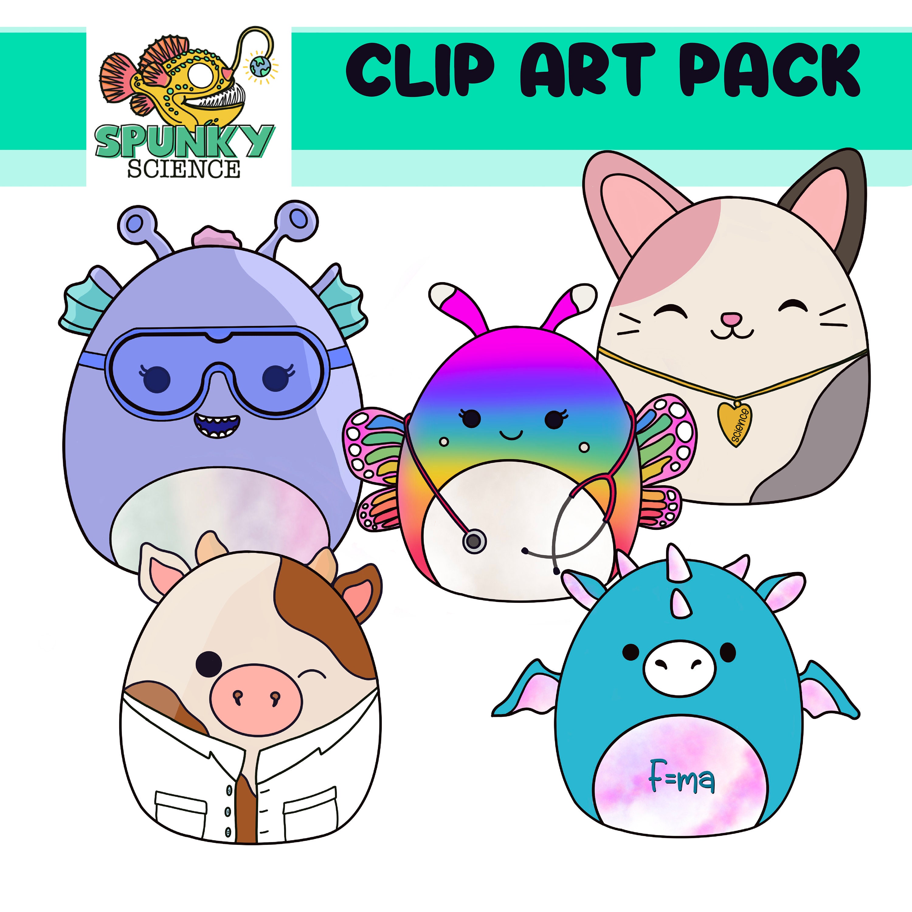 Whimsy Clips Science Science Squishmallow Clip Art Set - Etsy