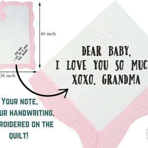 Note manuscrite sur une courtepointe pour bébé Heirloom