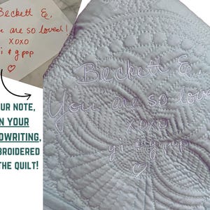 Couette pour bébé avec note manuscrite