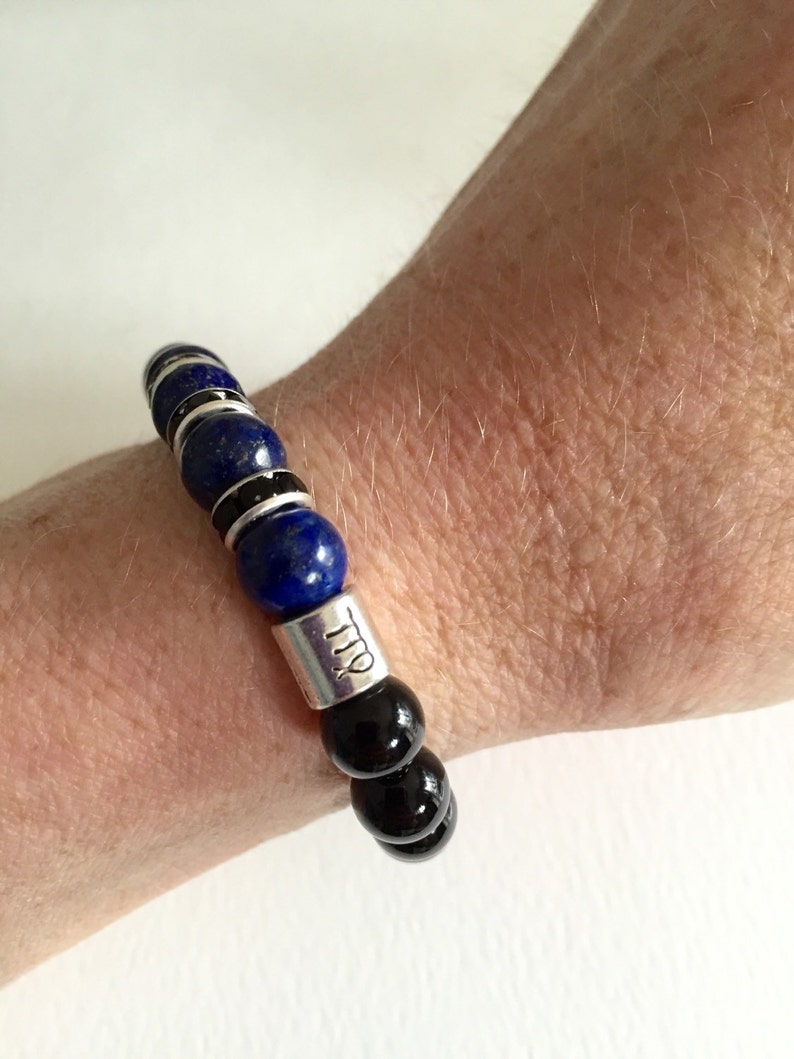 Virgo Starsign /Zodiac bracelet Lapis lazui/black onyx Etsy