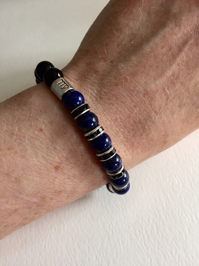 Virgo Starsign /Zodiac bracelet Lapis lazui/black onyx Etsy
