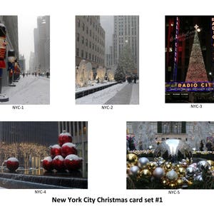 Cartões de Natal da cidade de Nova York (I), 5 cenas, conjunto de 10 cartões de Natal 5 x 7, fotografia original, quebra-nozes, Rockefeller Center, personalizar