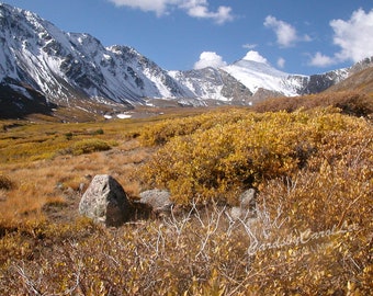 Tarjetas de notas de Colorado: un conjunto de 10 tarjetas de notas de temporada en blanco de 5x7: Gray's Peak, Animas River, Bross Peak, Weimanuche range, Mt Bierstadt