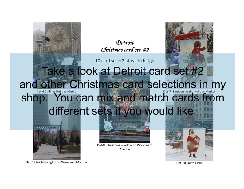 Detroit Christmas Cards christmas Card Set 1 5 Scenes 10 Etsy