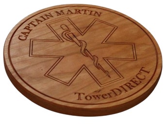 EMS Trivet, Star Of Life Trivet, Personalized Trivet, Wooden Trivet, Pot Holder, Table Decor, Wood Hot Plate