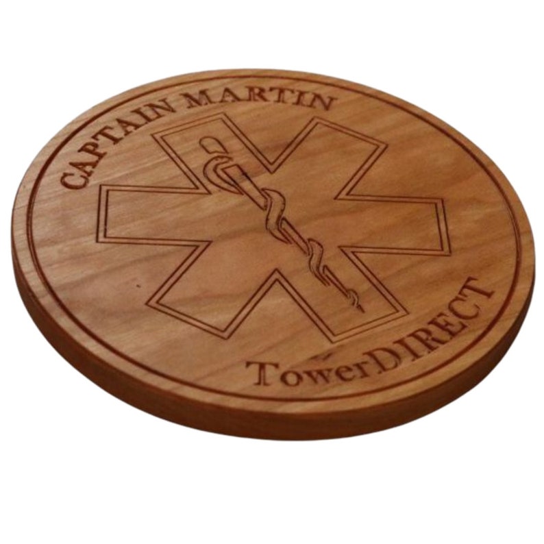 EMS Trivet, Star Of Life Trivet, Personalized Trivet, Wooden Trivet, Pot Holder, Table Decor, Wood Hot Plate image 1