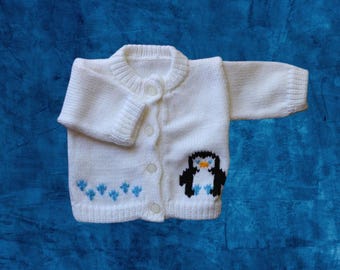Penguin Baby Sweater, Personalized Knitted Baby Sweaters