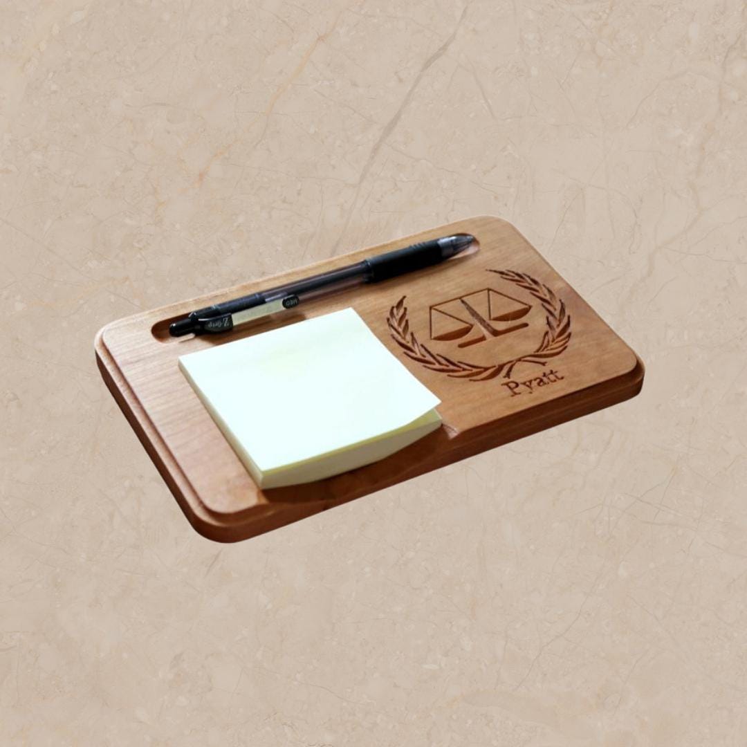 Personalized Lawyer Sticky Note Holders, Custom Wood Note and Pen ...