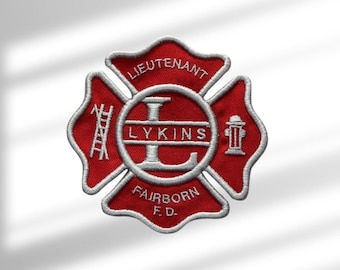 Personalized Embroidered Firefighter Maltese Cross Patch, Custom Patch, First Responder Gift